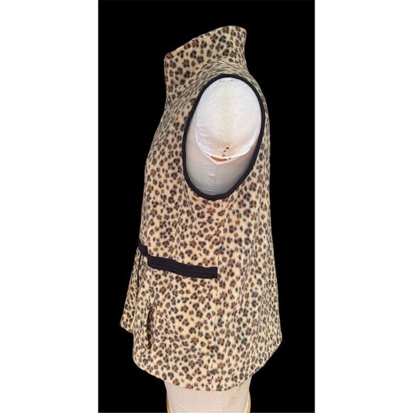 New Directions Cheetah Print Vest Sz. PXL Front Zip Stand Up Collar - Picture 2 of 10